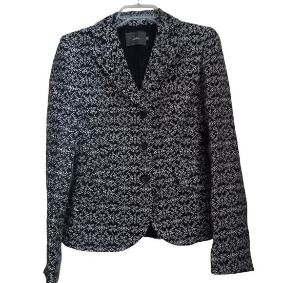 Kulson Blazer Women's Black & White Print,  Size 42 Cotton Blend Italy  US 6  *I - Picture 1 of 7